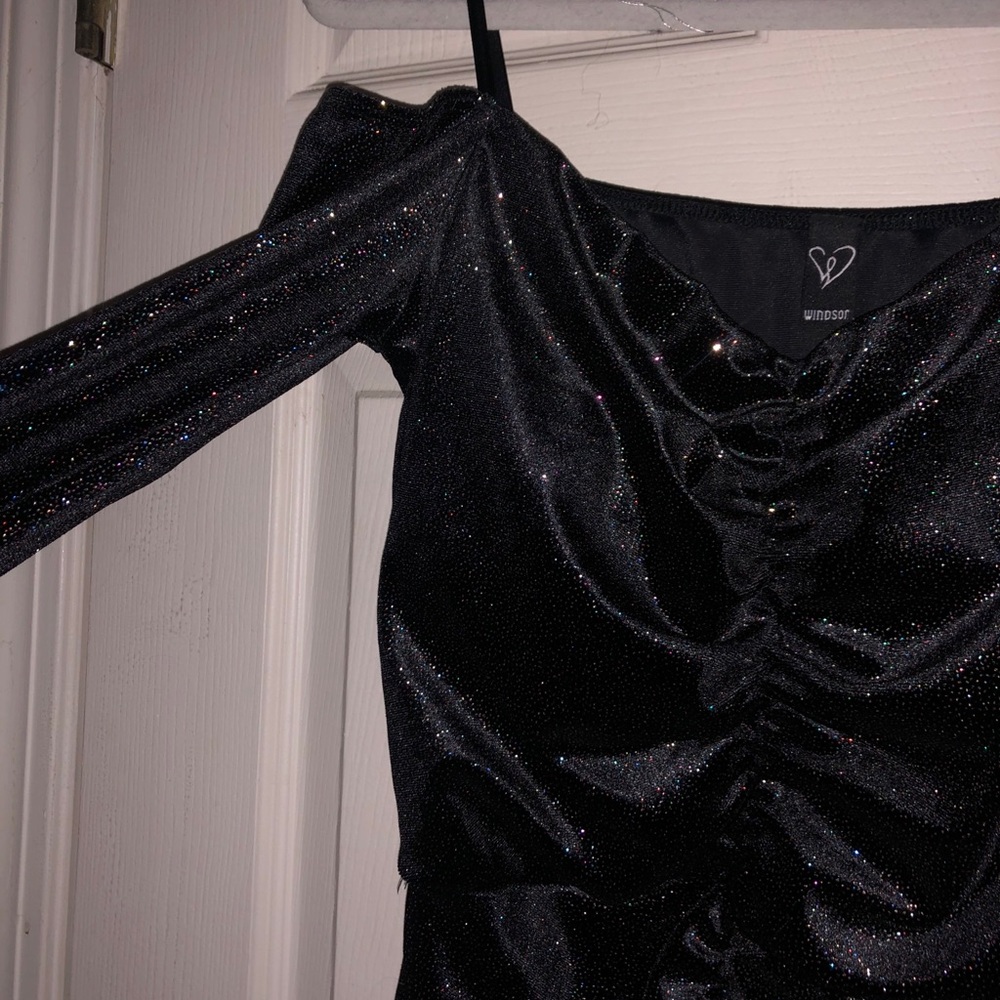 Black Rouched long sleeve dress
